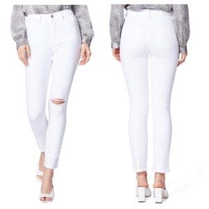 Paige Denim Verdugo Ankle Skinny Adah Destructed Distressed Knee White Size‎ 25